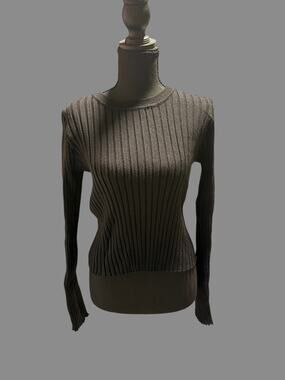 Halara Black Ribbed Knit Sweater Size Large Long Sleeve Crew Neck Stretch Top